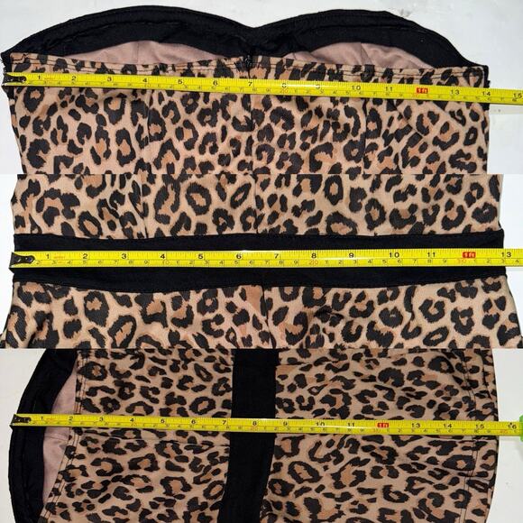 Vintage Y2K Leopard Print Studded Bustier Strapless Tube Top Retro Boho Goth MED - Picture 11 of 11